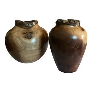 Vintage Handcrafted Natural Burl Wood Decorative Vases